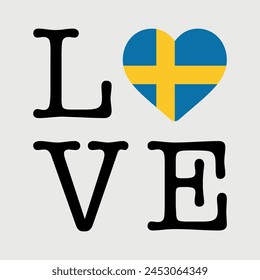 I Love Sweden flag heart icon vector illustration