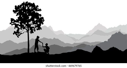 Love Sweet beside a tree, Vector illustrations.