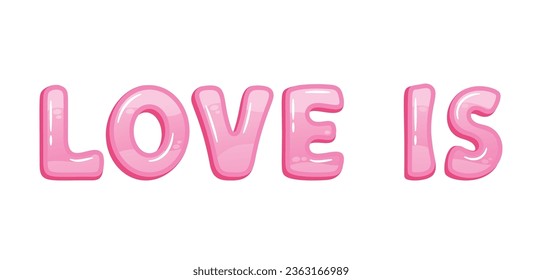 Love Is In Sweet Bubble Gum Pink, Swirling With Sugary Delight, Embodying Affection Playful Essence, Vector Illustration