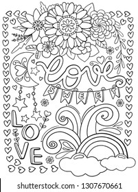 Believe You Font Flower Heart Elements Stock Vector (Royalty Free ...