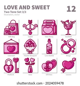 Love and Sweet icons set, Two Tone, vector and illustration set 3