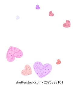 Love. Sweet Moment. Gift.  Flying heart confetti airy vector pattern.