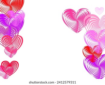 Love. Sweet Moment. Gift.   Romantic Scattered Hearts Design Element.