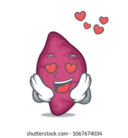 In love sweet potato mascot cartoon