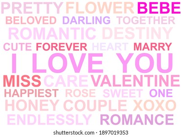 love sweet and romance wording on background in valentine concept and useful template postcard or wallpaper