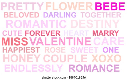 love sweet and romance wording on background in valentine concept and useful template postcard or wallpaper