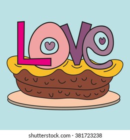 Love sweet vector dessert, cupcake, chocolate, eclair, pie, cheesecake, muffin, candies, jelly, cookies