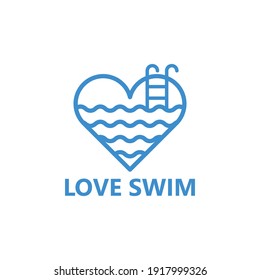 Love swim pool logo template design