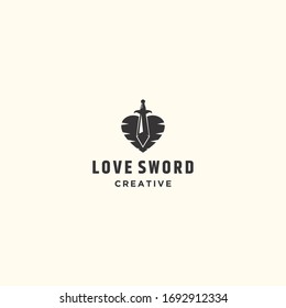 Love Sword logo template design in Vector illustration 