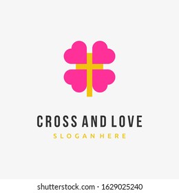 love symbol around a cross logo design inspiration