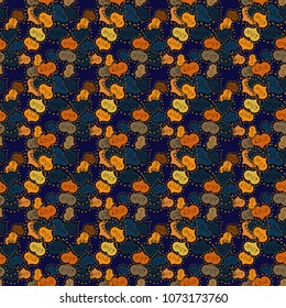 Love symbol, beautiful, lovely, romantic, holiday decoration. Watercolor hearts seamless pattern. Gray, orange and blue colours, polka dots, striped. Hand drawn illustration, isolated. Vector design.