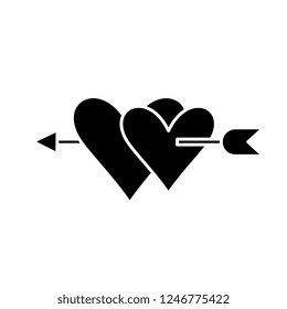 Love symbol black icon, vector sign on isolated background. Love symbol concept symbol, illustration 
