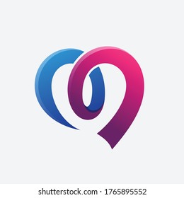 Love Symbol Dating App Vector Template Logo