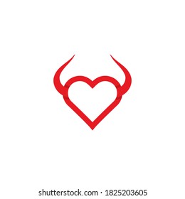 Love symbol with devil horn logo concept icon design 