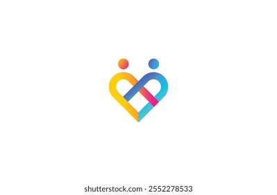 Love symbol Gradient Logo , Community care Logo template vector icon