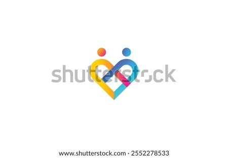 Love symbol Gradient Logo , Community care Logo template vector icon