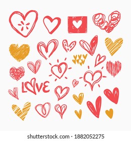 Love symbol in hand drawn style collection set