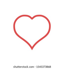 Love symbol, heart linear icon. Heart with red outline isolated on white background

