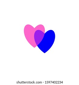 Love symbol. Hearts icon isolated on white background. Romantic hearts icon blue and pink. Happy valentines day and wedding design elements. Simple vector element illustration in a modern style.