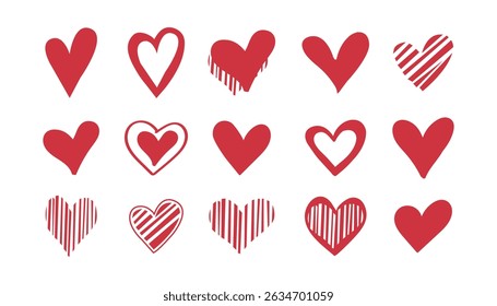 Love Symbol Icons, Flat Red Heart Vector Design.