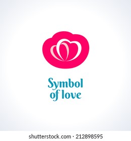 Love symbol logo template. Two hearts.