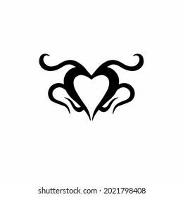 Love Symbol Logo. Tribal Tattoo Design. Stencil Vector Illustration
