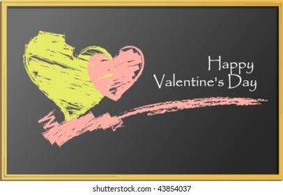 Love symbol on old blackboard
