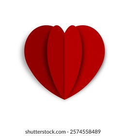 Love symbol. Paper Heart origami design. Red Heart. Valentines Day