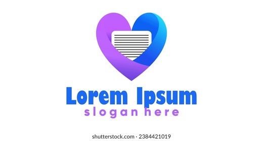 love symbol and purple and blue paper