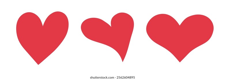 Love symbol. Rating. Set of red hearts. Passion or Romantic concept. Valentine day.  Vector illustration