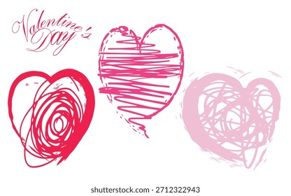 símbolo de amor garabatos, Elementos de diseño románticos, dibujado a mano corazón de amor garabato marcador de tinta garabatos colección. Elementos románticos del día de San Valentín, símbolo del día de San Valentín.eps