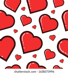 love symbol seamless pattern with color and stroke-line-valentine