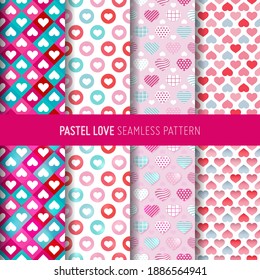 Love symbol seamless pattern. Valentine's day gift wrap paper and  pastel background.