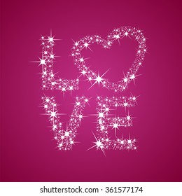 Love symbol stars pink background