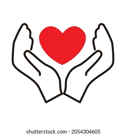 love symbol in two hands vector design