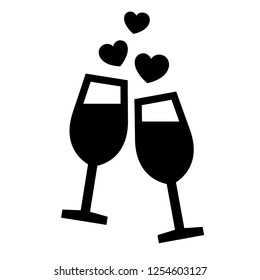 Love symbol. Valentine's Day sign, black emblem isolated on white background, flat style.