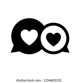 Love symbol. Valentine's Day sign, black emblem isolated on white background, flat style.