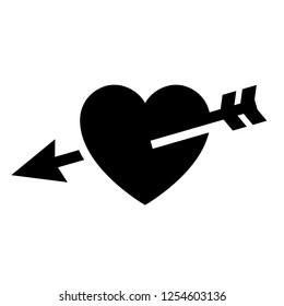 Love symbol. Valentine's Day sign, black emblem isolated on white background, flat style.