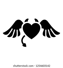 Love symbol. Valentine's Day sign, black emblem isolated on white background, flat style.