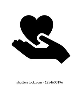 Love symbol. Valentine's Day sign, black emblem isolated on white background, flat style.