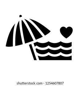 Love symbol. Valentine's Day sign, black emblem isolated on white background, flat style.