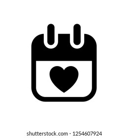 Love symbol. Valentine's Day sign, black emblem isolated on white background, flat style.