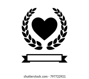 love symbol with wheat logo badge design