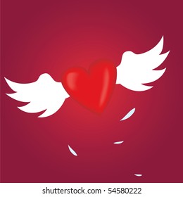 Love symbol "Winged heart" created with gradient mesh.