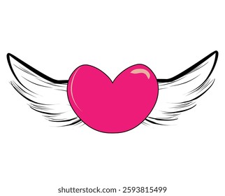 love symbol with wings illustration 