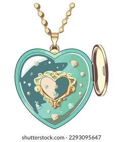 Love symbolized by gold heart shaped jewelry over white