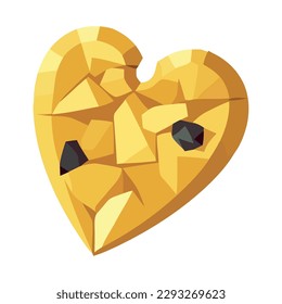 Love symbolized by heart shape in gold isolated