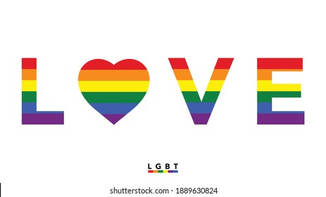 LOVE Symbols with Color LGBT pride flag or Rainbow of LGBT isolated on white background,Vector illustration EPS 10