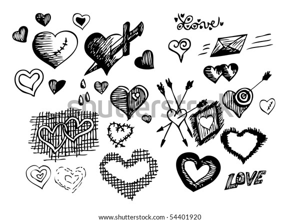 Love Symbols Hand Drawn Stock Vector (Royalty Free) 54401920