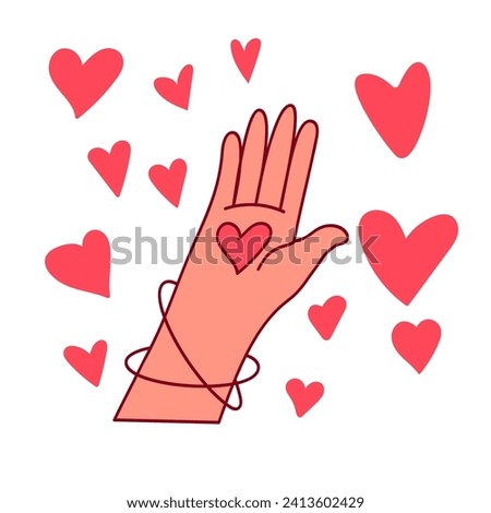 Love symbols. Hands with romantic signs such as hearts. Valentine's day